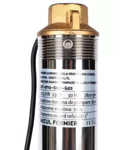Pompa submersibila pentru apa curata Micul Fermier, 0.75KW, debit 3600l/h, inaltime maxima pompare 80m, 17 turbine Pompa submersibila pentru apa curata Micul Fermier, 0.75KW, debit 3600l/h, inaltime maxima pompare 80m, 17 turbine