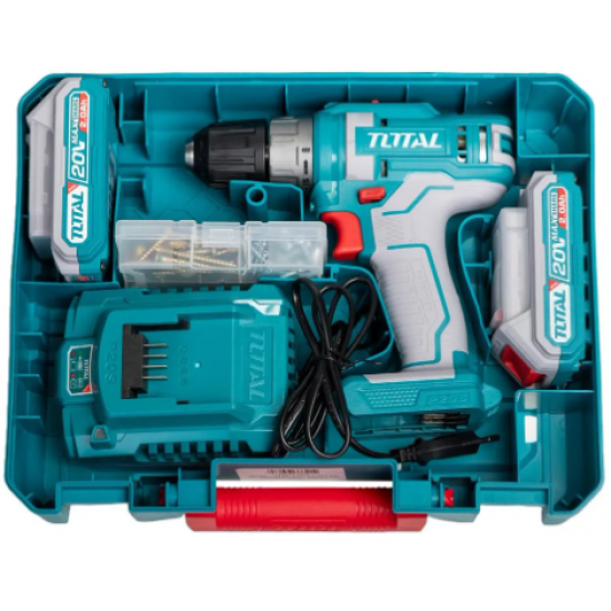 TOTAL - Masina de gaurit cu percutie si acumulator 20V-2.0Ah Li-Ion P20S (2 acumulatori) new SS