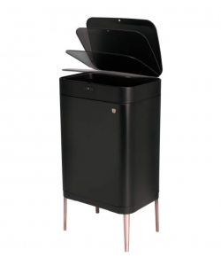 Cos de gunoi cu senzor Black Rose Collection, BerlingerHaus, Inox, 60 l, 76 x 42 x 30 cm, Negru