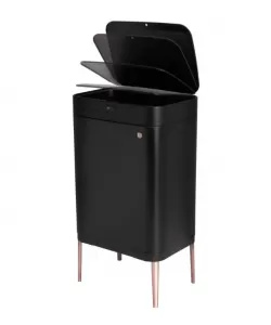 Cos de gunoi cu senzor Black Rose Collection, BerlingerHaus, Inox, 60 l, 76 x 42 x 30 cm, Negru