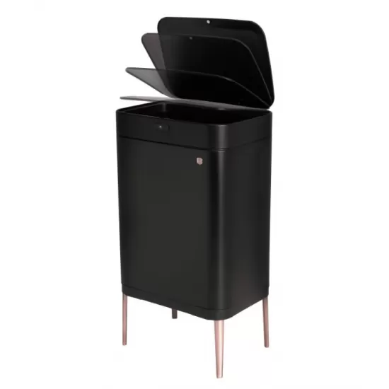 Cos de gunoi cu senzor Black Rose Collection, BerlingerHaus, Inox, 60 l, 76 x 42 x 30 cm, Negru