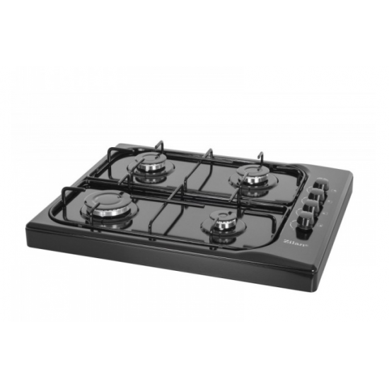 Aragaz  cu 4 arzatoare, 7 kW, emailat negru, butoane laterale - design modern