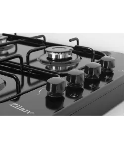 Aragaz cu 4 arzatoare, 7 kW, emailat negru, butoane laterale - design modern