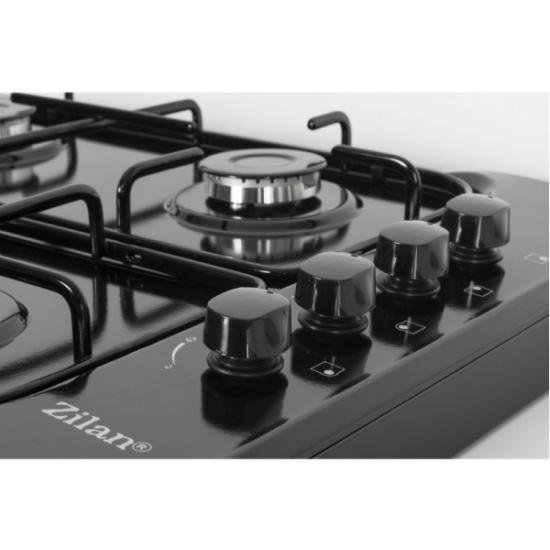 Aragaz  cu 4 arzatoare, 7 kW, emailat negru, butoane laterale - design modern