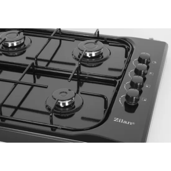 Aragaz cu 4 arzatoare, 7 kW, emailat negru, butoane laterale - design modern