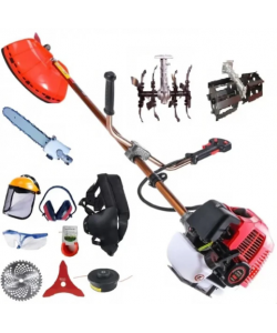 MOTOCOASA PE BENZINA ALFA 7* 7000 PROFESSIONAL, 8 ACCESORII INCLUSE, 12000RPM, 58CC, 7CP + Prasitoare, Cultivator si Accesoriu tip fierastrau