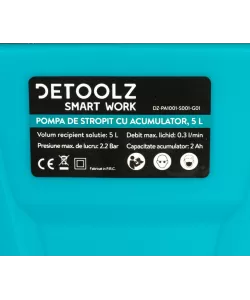 Pompa de stropit cu acumulator Li-Ion, Detoolz 5L