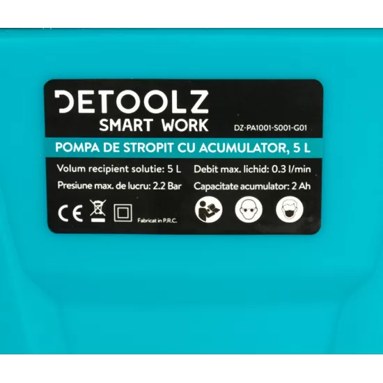 Pompa de stropit cu acumulator Li-Ion, Detoolz 5L