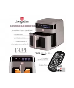 Friteuza cu aer, Berlinger, 6.3L, control temperatura 80-200, fereastra vizibila