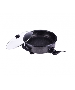 Tigaie electrica marmorata cu capac de sticla, Royalty Line, RL-PP42XXL, Negru, 42 cm, XXL, 1500W