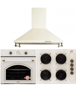 Pachet incorporabil Rustic, Cuptor electric Hausberg HB-8050, Clasa A, 57l, Ventilatie, Bej + Plita Incorporabila HB-570, 4 arzatoare, Gaz, Sticla + Hota decorativa HB-1500, 60cm, Filtru din aluminiu, Bej