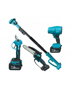 Set 4 in 1 Kraftroyal - Suflanta de frunze cu acumulator, foarfeca de vie, fierastrau pentru crengi, prelungitor telescopic, 36V 8.0Ah