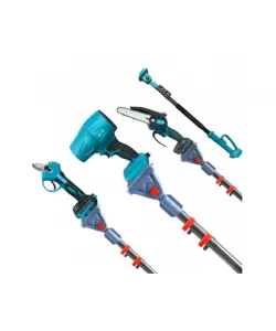 Set 4 in 1 Kraftroyal - Suflanta de frunze cu acumulator, foarfeca de vie, fierastrau pentru crengi, prelungitor telescopic, 36V 8.0Ah