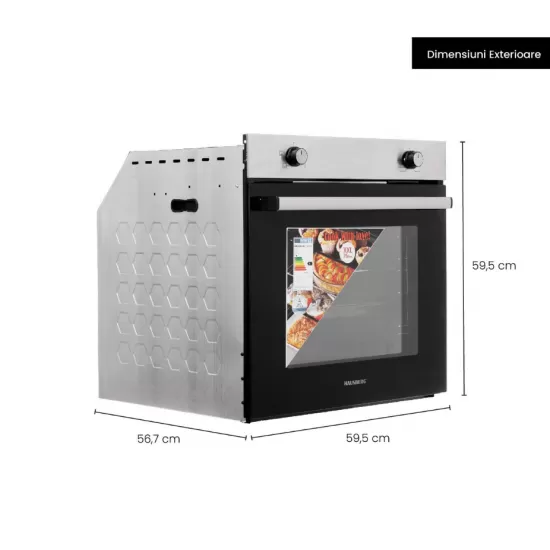 Pachet Incorporabil Cuptor Hausberg HB-8051IN, Electric, Putere 2000 W, 76 l, 4 Functii, Clasa A, Negru/Inox, Plita incorporabila Hausberg HB-555, Gaz, 4 arzatoare, Sistem siguranta, Inox