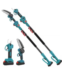 Set Foarfeca de Grădina si Mini Drujba Profesionala - 2 Acumulatori 48V,Lama 16 cm,Brat telescopic 2.13m