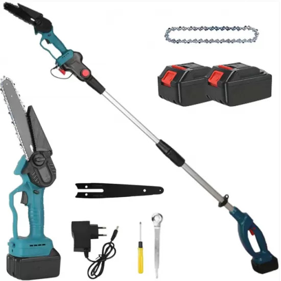 Set Foarfeca de Grădina si Mini Drujba Profesionala - 2 Acumulatori 48V,Lama 16 cm,Brat telescopic 2.13m