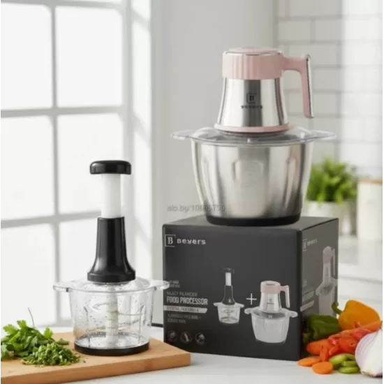 TOCATOR ELECTRIC 1+1(MANUAL) MOTOR PUTERNIC - 1000 W ,6 LAME ,1 BOL INOX 3L SI 1 BOL DIN STICLA 3L