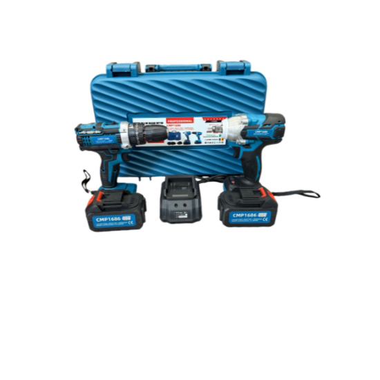 Set Pistol Impact Roti + Bormasina Autofiletanta CMP-1686,  2 Baterii Incluse,48V 8Ah