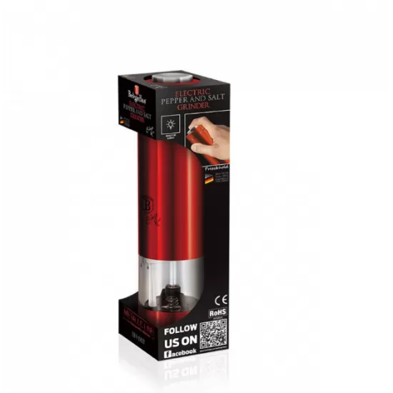 Rasnita electrica pentru sare si piper Burgundy Metallic Line Berlinger Haus BH 1907