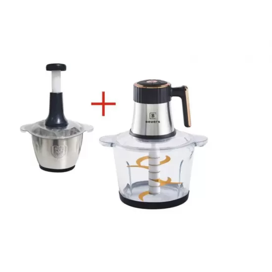 TOCATOR ELECTRIC 1+1(MANUAL) /MOTOR PUTERNIC - 1000 W, 6 LAME ,1 BOL INOX 3L SI 1 BOL DIN STICLA 3L