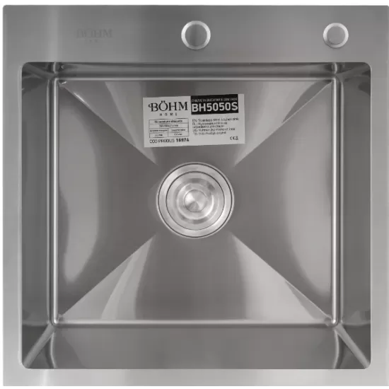 Chiuveta de bucatarie din inox alimentar SUS304 BH5050S BOHM Satin 500X500X215 mm