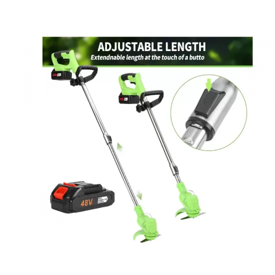 Motocoasa Electrica Motoyama, 1500W cu 2 Acumulatori 48V, Roti Detasabile si 3 Unghiuri de Taiere – Accesorii Incluse, Design Rezistent din ABS si Metal, Verde