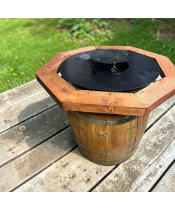  Plita rotunda premium – model rustic cu butoi din salcam 