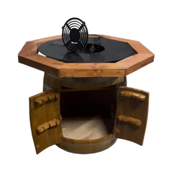 Plita rotunda premium – model rustic cu butoi din salcam