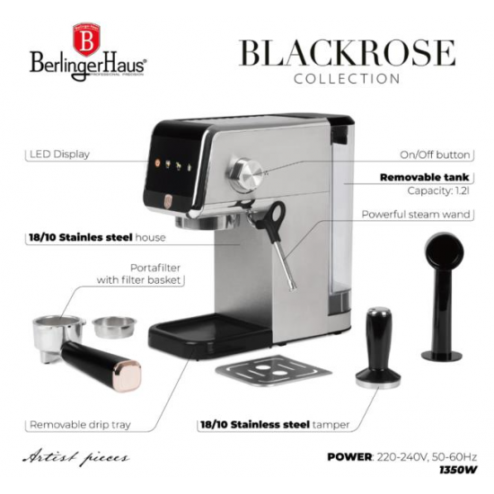 Espressor Digital BH/9622,1350W ,Otel Inoxidabil ,Rezervor 1.2L