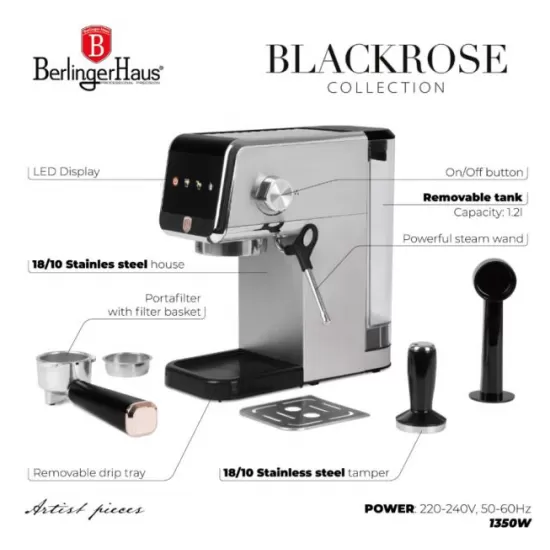 Espressor Digital BH/9622,1350W ,Otel Inoxidabil ,Rezervor 1.2L