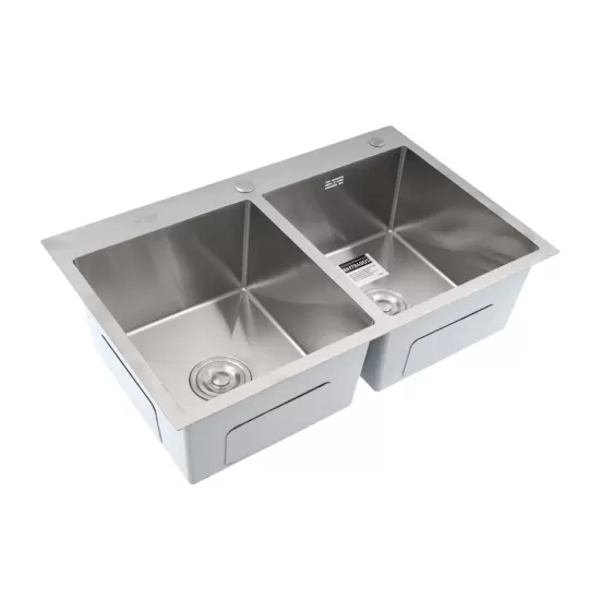Chiuveta de bucatarie dubla din inox alimentar BH7849DS BÖHM Satin 780x490x215 mm