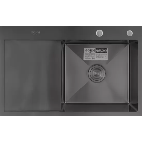 Chiuveta bucatarie din inox alimentar SUS304 , BH7849RB BÖHM nano black 780x490x215 mm