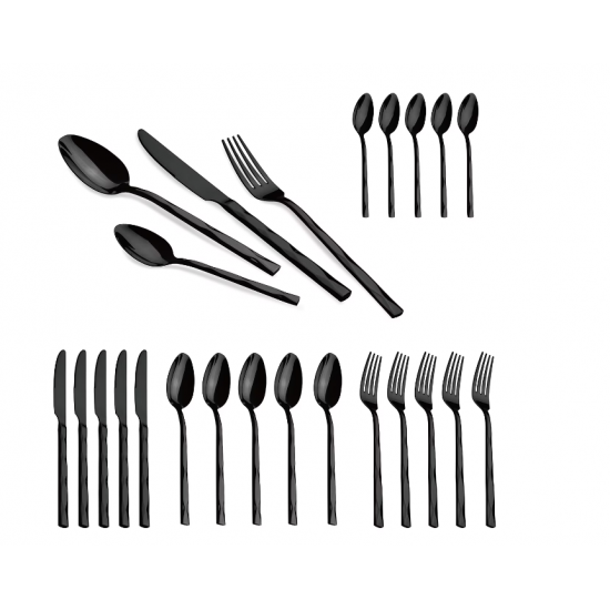 Set de tacamuri din inox, 24 bucati, Berlinger Haus, Black Mirror Collection, BH/3074, negru