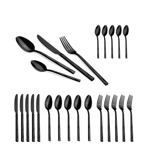Set de tacamuri din inox, 24 bucati, Berlinger Haus, Black Mirror Collection, BH/3074, negru