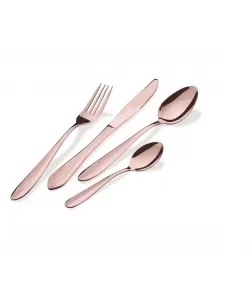 Set tacamuri 4 piese cu husa textila pentru calatorii, finisaj oglinda, rose gold - BH/3083