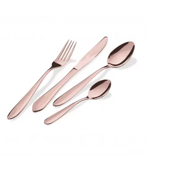 Set tacamuri 4 piese cu husa textila pentru calatorii, finisaj oglinda, rose gold - BH/3083