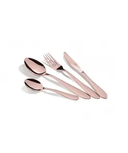 Set tacamuri 4 piese cu husa textila pentru calatorii, finisaj oglinda, rose gold - BH/3083
