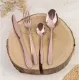 Set tacamuri 4 piese cu husa textila pentru calatorii, finisaj oglinda, rose gold - BH/3083