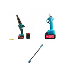 Set foarfeca + mini drujba si tija telescopica Motoyama Japan, 4 acumulatori 48V 8 ah