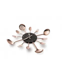 Ceas de perete pentru bucatarie, negru-roz auriu - BH/9480