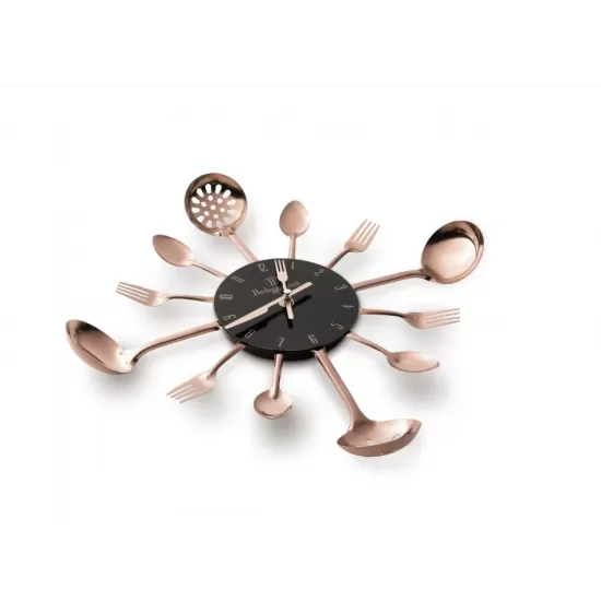 Ceas de perete pentru bucatarie, negru-roz auriu - BH/9480
