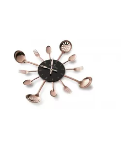 Ceas de perete pentru bucatarie, negru-roz auriu - BH/9480