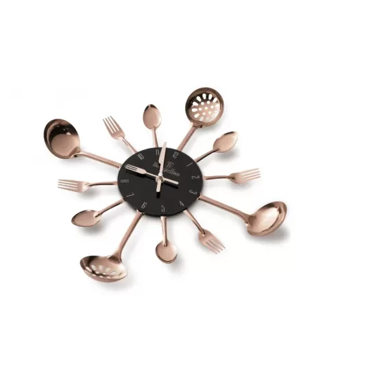 Ceas de perete pentru bucatarie, negru-roz auriu - BH/9480