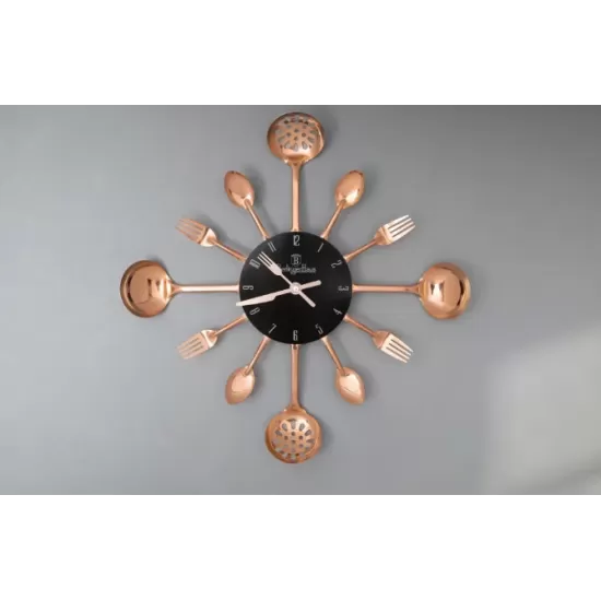 Ceas de perete pentru bucatarie, negru-roz auriu - BH/9480