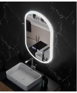 Oglinda LED Ovala, 50x80cm, Lucia Senzor Marcello, Sistem Dezaburire, Ceas & Termometru, Dimabila