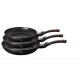 Set 3 tigai Black Rose Berlinger Haus BH 6158F, marmorate, antiaderente, negre