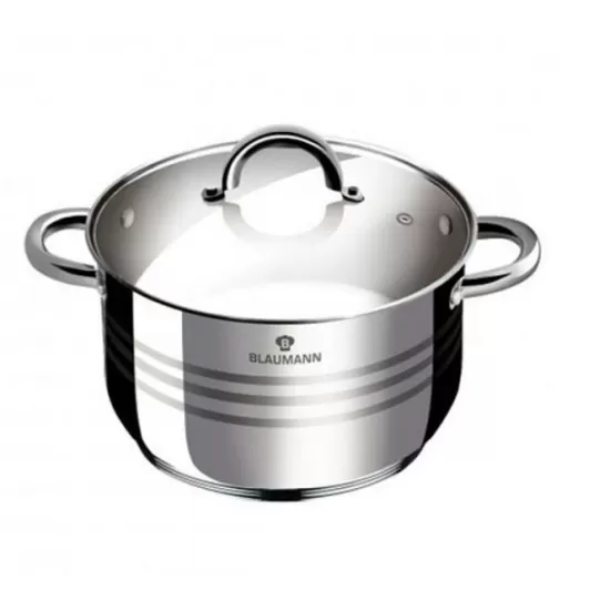 Cratita din Otel Inoxidabil cu Capac din Sticla – 3.8L, 20 x 12 cm