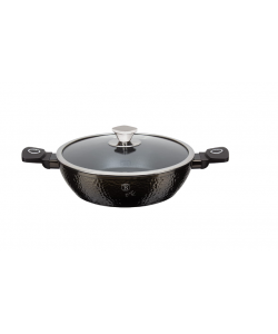 Oala din aluminiu forjat cu capac Berlinger Haus, Primal Gloss Bh-6577, Invelis din titan, 28 cm, 3,8L, Negru/Maro