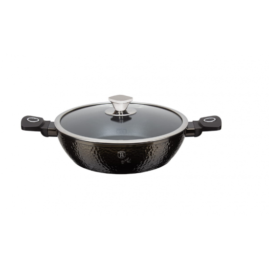 Oala din aluminiu forjat cu capac Berlinger Haus, Primal Gloss Bh-6577, Invelis din titan, 28 cm, 3,8L, Negru/Maro