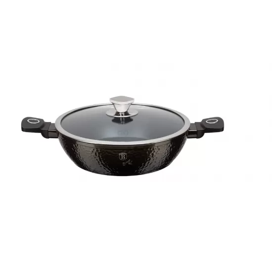 Oala din aluminiu forjat cu capac Berlinger Haus, Primal Gloss Bh-6577, Invelis din titan, 28 cm, 3,8L, Negru/Maro